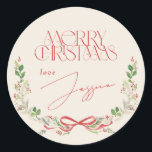 Kerst Waterverf Rode Bogen Traditionele Vintage Ronde Sticker<br><div class="desc">Kerst Waterverf Rode Bogen Traditionele Vintage deze ontwerp sjabloon is volledig bewerkbaar / aanpasbaar door u de klant - klik op personaliseren verdere knop als u wilt verplaatsen, toevoegen, verwijderen, of belangrijke wijzigingen in het ontwerp __________________________ *als u vragen over het ontwerp of meer design of mogelijkheden neem contact met...</div>