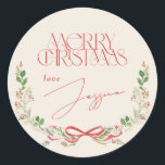 Kerst Waterverf Rode Bogen Traditionele Vintage Ronde Sticker<br><div class="desc">Kerst Waterverf Rode Bogen Traditionele Vintage deze ontwerp sjabloon is volledig bewerkbaar / aanpasbaar door u de klant - klik op personaliseren verdere knop als u wilt verplaatsen, toevoegen, verwijderen, of belangrijke wijzigingen in het ontwerp __________________________ *als u vragen over het ontwerp of meer design of mogelijkheden neem contact met...</div>