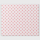 Kerst Waterverf Rode Bogen & Verticale Linten Cadeaupapier (Vlak)