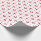 Kerst Waterverf Rode Bogen & Verticale Linten Cadeaupapier (Hoek)