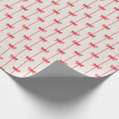 Kerst Waterverf Rode Bogen & Verticale Linten Cadeaupapier (Hoek)