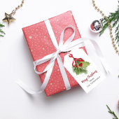 Kerst Waterverf Rode Holly bessen Eenvoudig Cadeaulabel