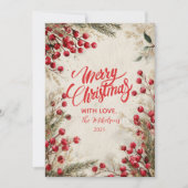 Kerst Waterverf rood en wit Feestdagenkaart (Voorkant)