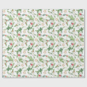 Kerst Waterverf Rozen Pinecones Branch Cadeaupapier (Vlak)