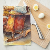 Kerst waterverf Santa Vakantie Theedoek (Quarter Fold)