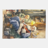 Kerst waterverf Santa Vakantie Theedoek (Horizontaal)