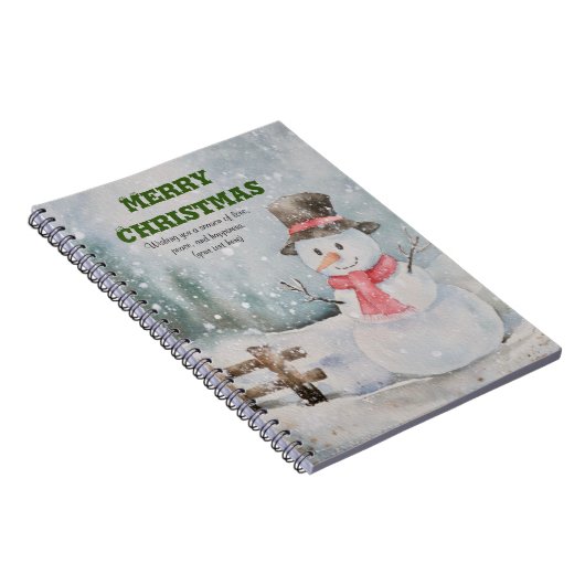 /Kerst/Waterverf Schattige Sneeuwman Notitieboek (Rechterzijde)