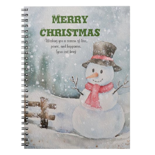 /Kerst/Waterverf Schattige Sneeuwman Notitieboek (Voorkant)
