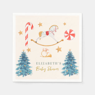 Kerst Waterverf Schattige Tree Baby shower Servet