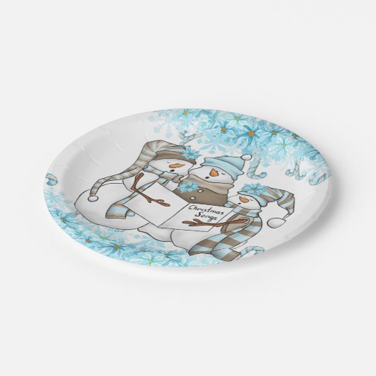 Kerst waterverf sneeuwman feest bord (Gekanteld)