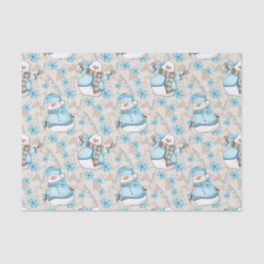 Kerst waterverf sneeuwpop Vakantie party tissue Tissuepapier (Voorkant)