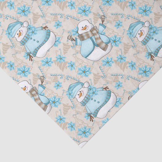 Kerst waterverf sneeuwpop Vakantie party tissue Tissuepapier (Detail)