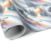 Kerst Waterverf sneeuwskiër Cadeaupapier (Rol Hoek)