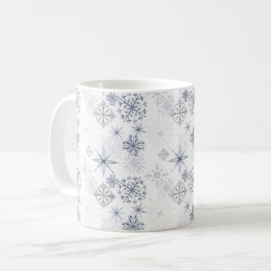 Kerst Waterverf Sneeuwvlokken Patroon Koffiemok (Voorkant links)