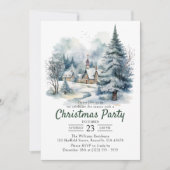 Kerst Waterverf  Snowy Party Kaart (Voorkant)