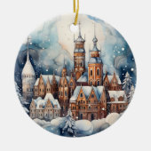 Kerst waterverf stad toevoegen sentiment keramisch ornament (Voorkant)