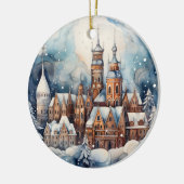 Kerst waterverf stad toevoegen sentiment keramisch ornament (Links)