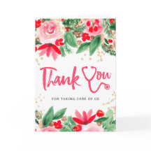 Kerst waterverf stethoscoop verpleegster bedankt