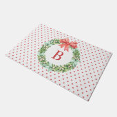 Kerst Waterverf Stippen Krans Monogram Deurmat (Schuin)