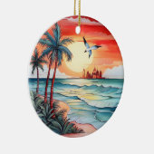 Kerst waterverf strandscène bericht toevoegen keramisch ornament (Rechts)