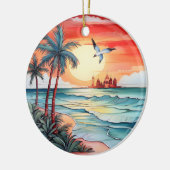 Kerst waterverf strandscène bericht toevoegen keramisch ornament (Links)