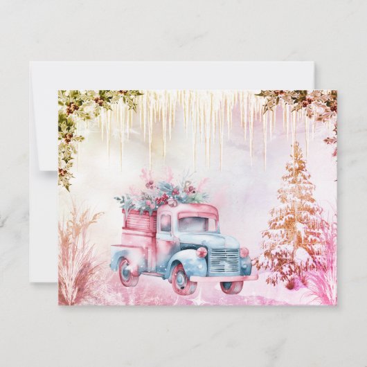 Kerst Waterverf  Truck Winter Scene (Voorkant)
