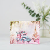 Kerst Waterverf Truck Winter Scene (Staand voorkant)