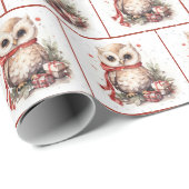 Kerst Waterverf uilen in sneeuwvlokken Cadeaupapier (Rol Hoek)