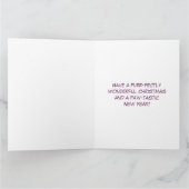 Kerst Waterverf van Kostbare Kitten met Boog Kaart (Binnen)