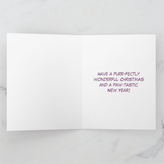 Kerst Waterverf van Kostbare Kitten met Boog Kaart (Binnen)