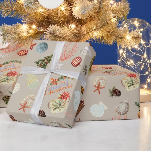 Kerst Waterverf van Tropical Island Cadeaupapier (Feestdagen)