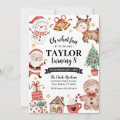 Kerst Waterverf Verjaardagsfeestuitnodiging Kaart (Voorkant)