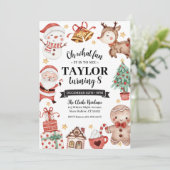 Kerst Waterverf Verjaardagsfeestuitnodiging Kaart (Staand voorkant)