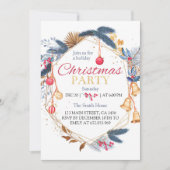 Kerst Waterverf Verjaardagsfeestuitnodiging Kaart (Voorkant)