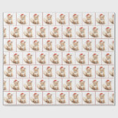 Kerst Waterverf vos in sneeuwvlokken Cadeaupapier (Vlak)