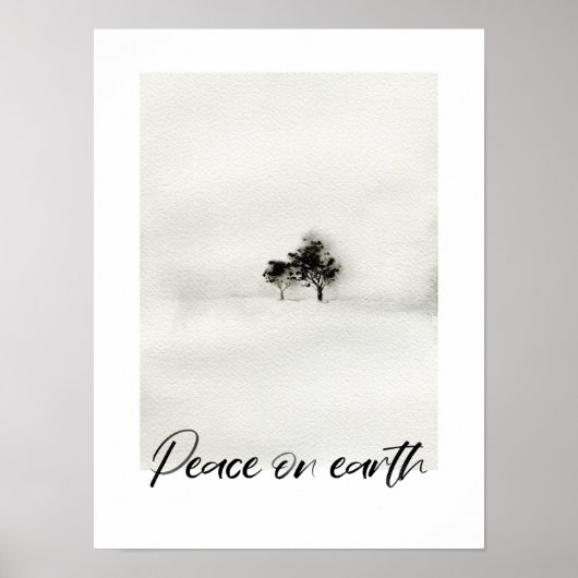 Kerst waterverf Vrede op Aarde poster (Voorkant)