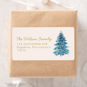 Kerst Waterverf Vrolijk Kerstmis Adres Etiket