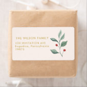 Kerst Waterverf Vrolijk Kerstmis Adres Etiket (Insitu)