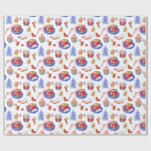 Kerst Waterverf warme chocolademelk en snoep Cadeaupapier (Vlak)