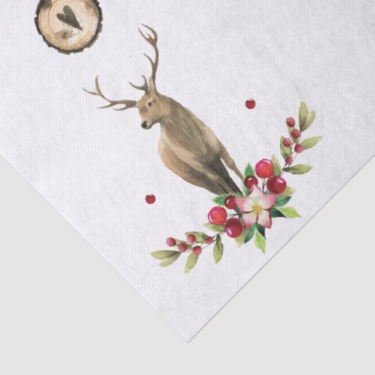 Kerst Waterverf Winter Deer Pattern Tissuepapier (Detail)