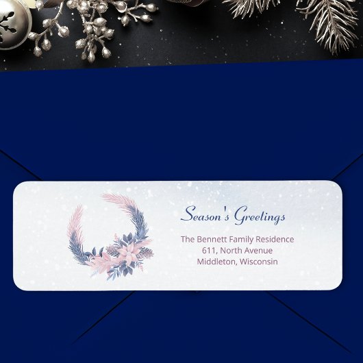 Kerst Waterverf Winter Foliage Custom Holiday Etiket