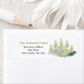 Kerst Waterverf Winter Forest Trees Naam Etiket (Insitu)