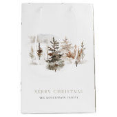 Kerst Waterverf Winter Landschap Gift Bag Medium Cadeauzakje (Voorkant)