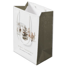Kerst Waterverf Winter Landschap Gift Bag Medium Cadeauzakje