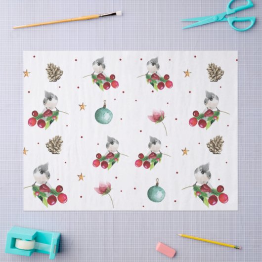 Kerst Waterverf Winter Vogelpatroon Tissuepapier (Craft)