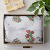 Kerst Waterverf Winter Vogelpatroon Tissuepapier (Geschenk)