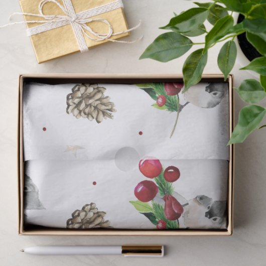 Kerst Waterverf Winter Vogelpatroon Tissuepapier (Geschenk)