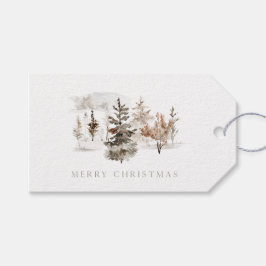 Kerst Waterverf Winterlandschap Cadeaulabel