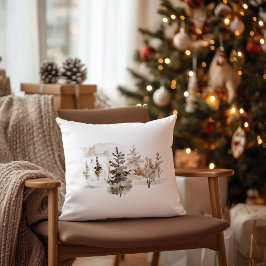 Kerst Waterverf Winterlandschap Kussen