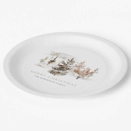 Kerst Waterverf Winterlandschap Papieren Bordje (Gekanteld)